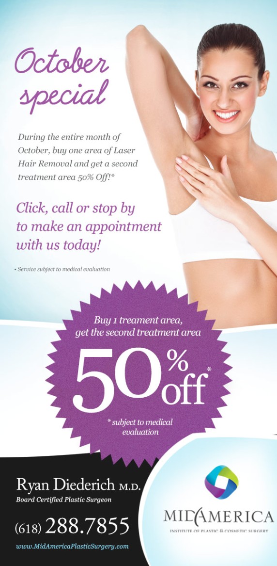 October Special 2014 Buy one area of Laser Hair Removal get